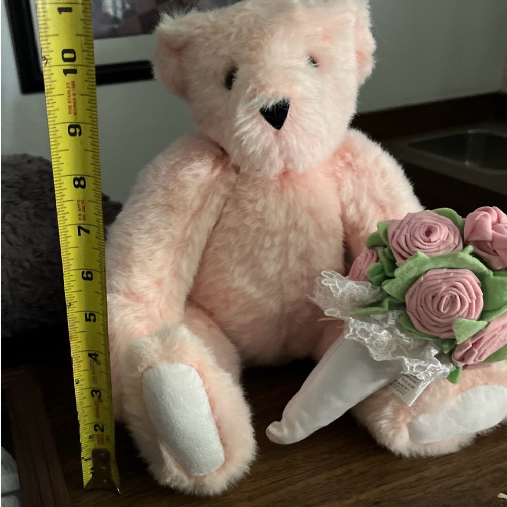 Pink Stuffed Teddy Bear with Floral Bouquet - Picture 3 of 6